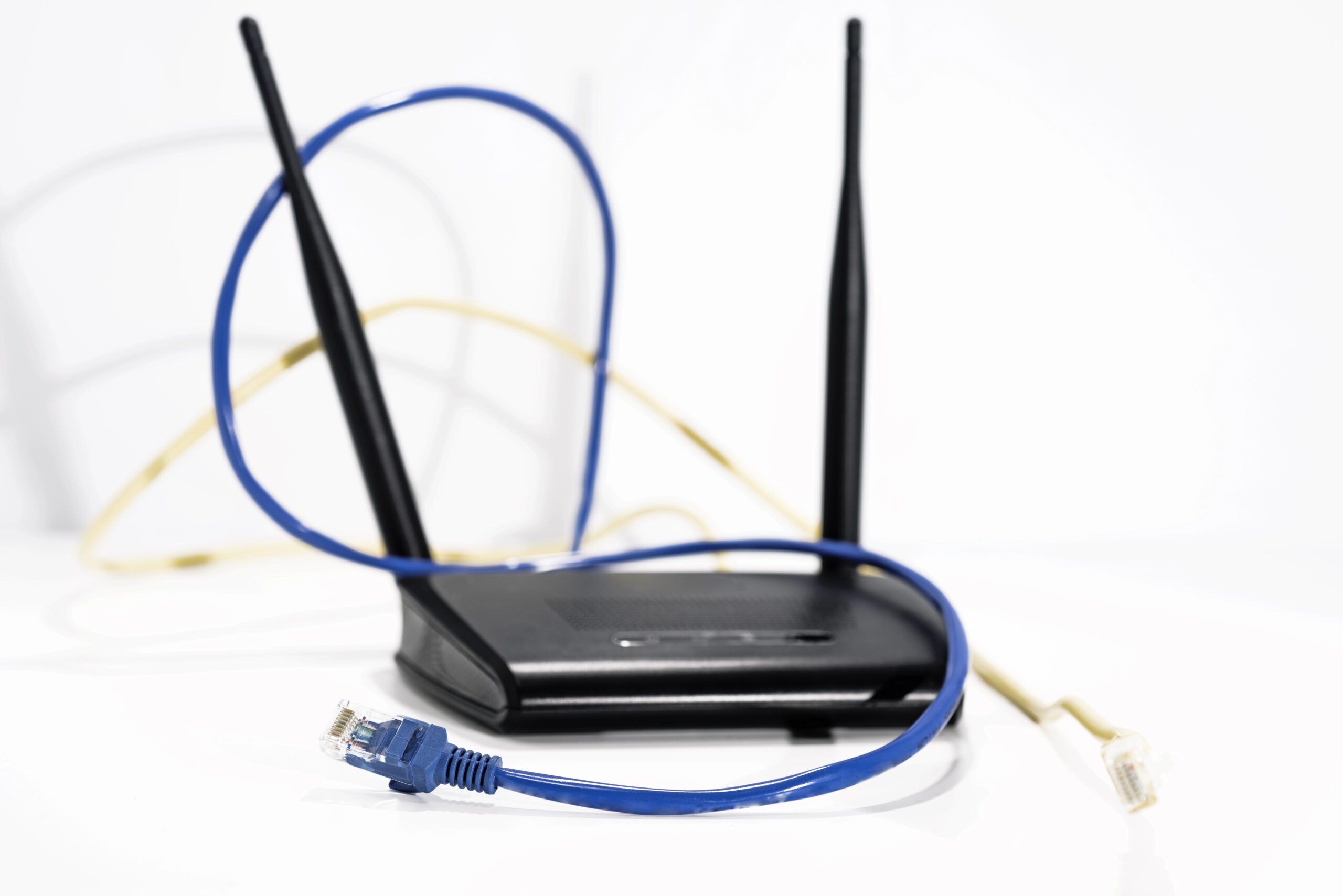 Outdated black internet router.