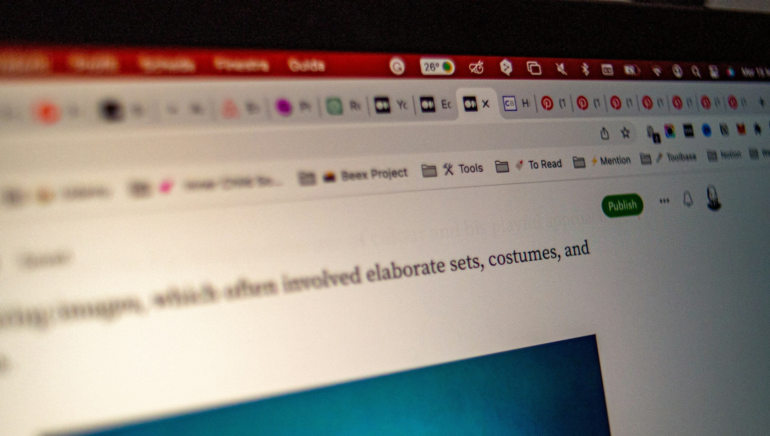 A laptop with dozens of browser tabs open.