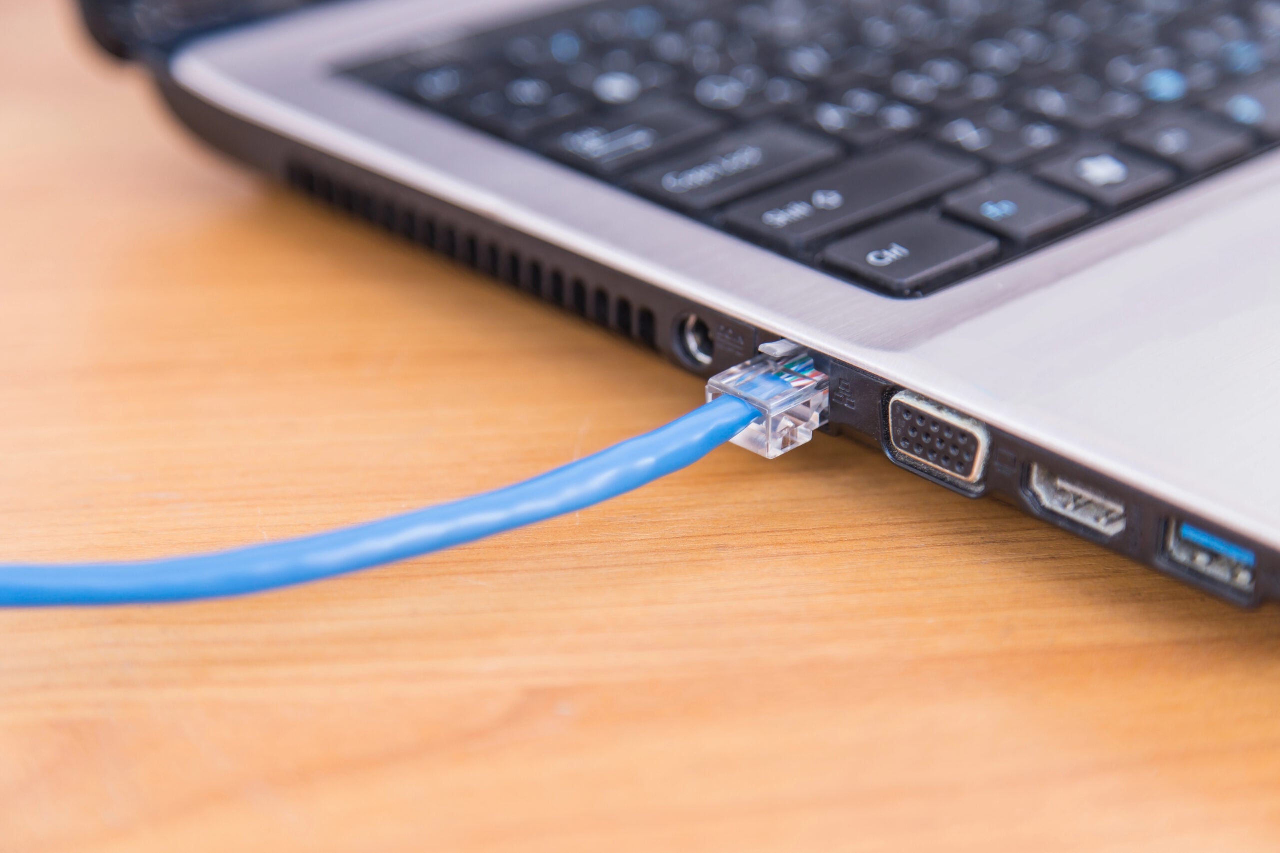 ethernet cable on laptop