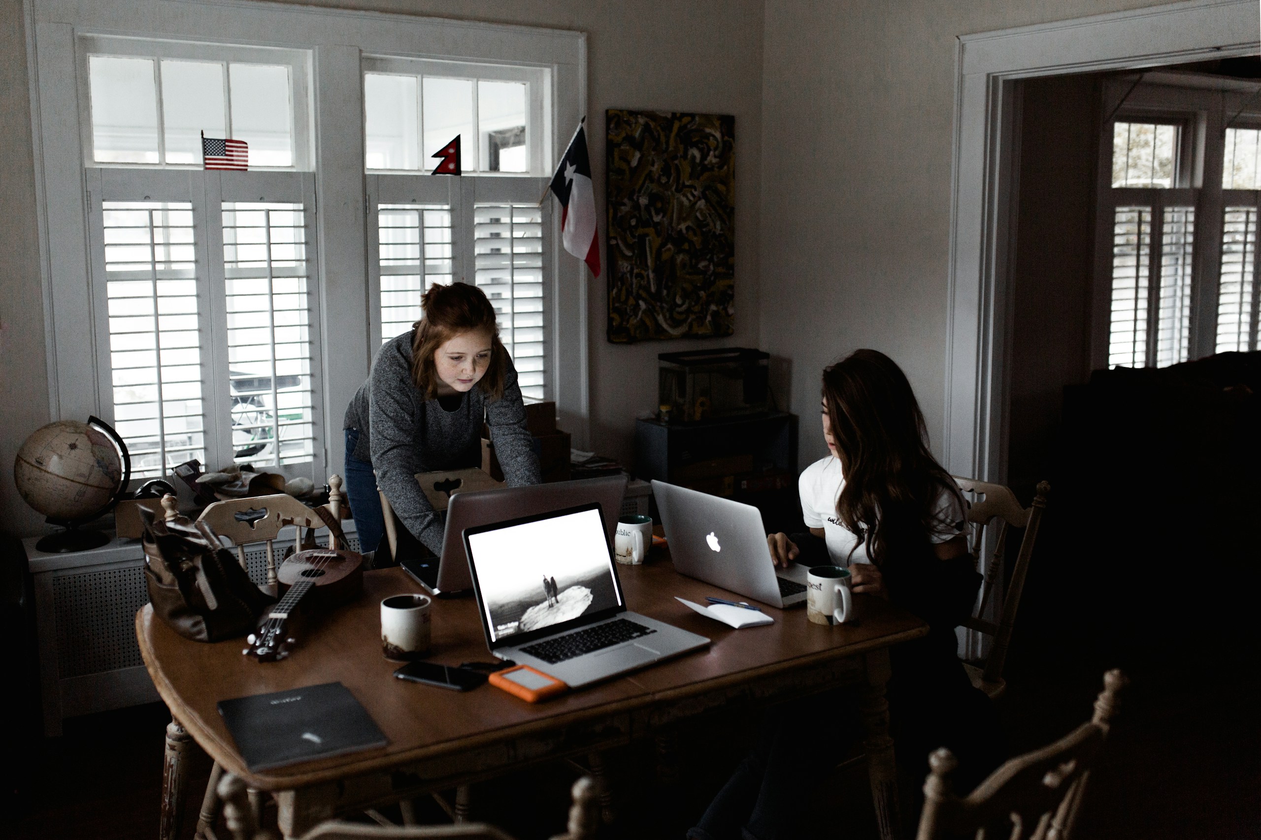 Busy home with multiple electronic devices using internet.