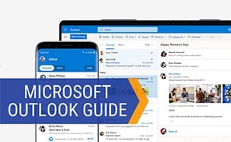 Outlook on computer and iphone (caption: Microsoft Outlook Guide)