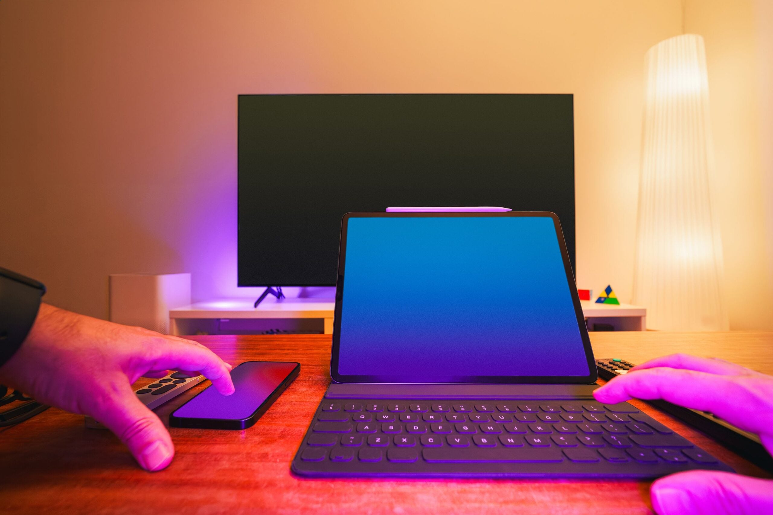 Modern workspace with laptop and tablet