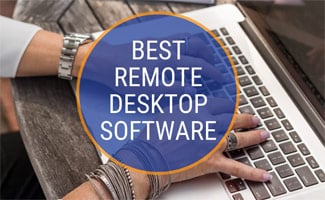Person working remotely on computer (caption: Best Remote Desktop Software)