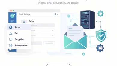 An image about configuring your email settings with the caption 'Configure your SMTP settings & improve email deliverability and security'
