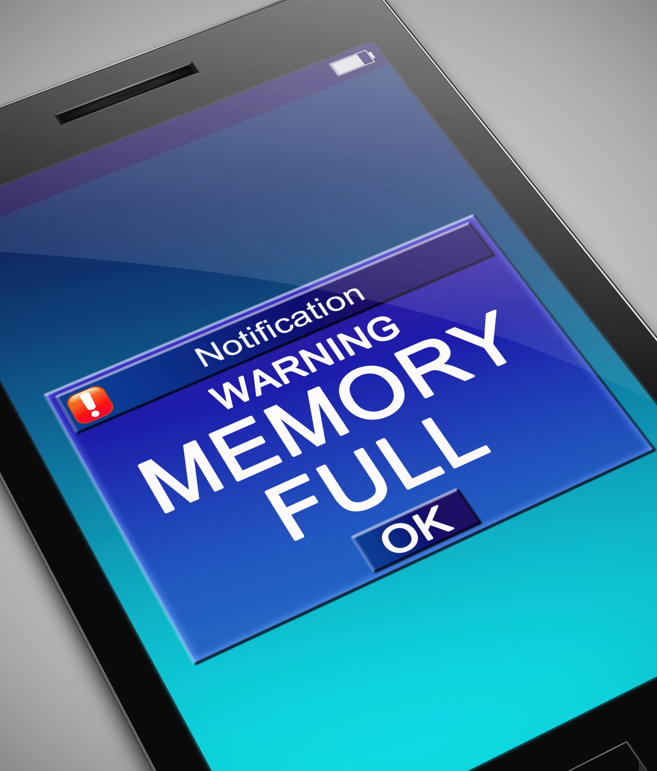 Storage full message on a cell phone.