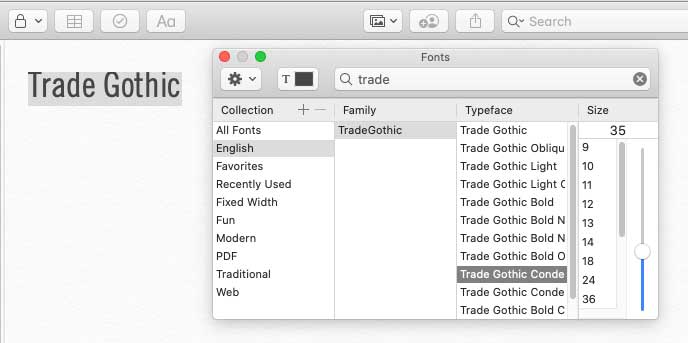 Using Fonts in notes
